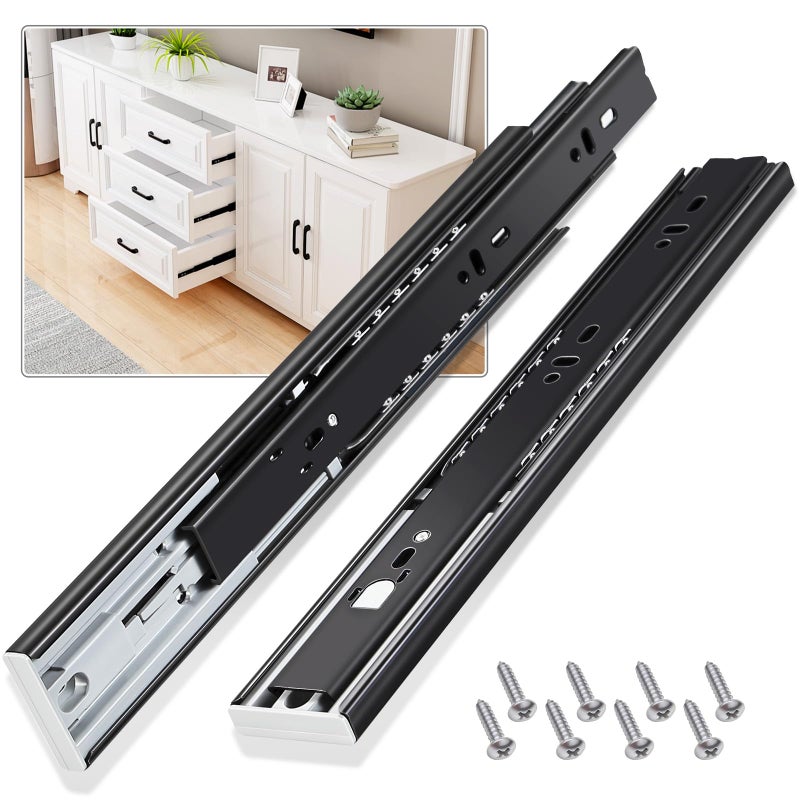 VAGUDE Push to Open Drawer Slides 1 Pair Full Extension 12 14 16 18 20 22 24 inch Side Mount Pull Out Kitchen Cabinet Rails Bracket Replacement Ball Bearing Tracks kit Guide Runner 100 LB Capacity - Image 1